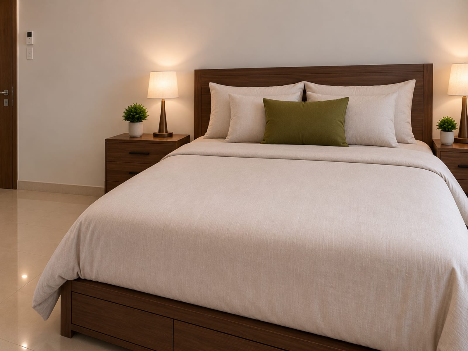 Chambre confortable d'un appartement meublé à Kinshasa